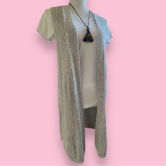 GAP Long Open Grey Cadigan Sweater Sz M - Picture 2 of 13